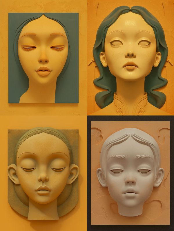 Serene Golden Bas Relief