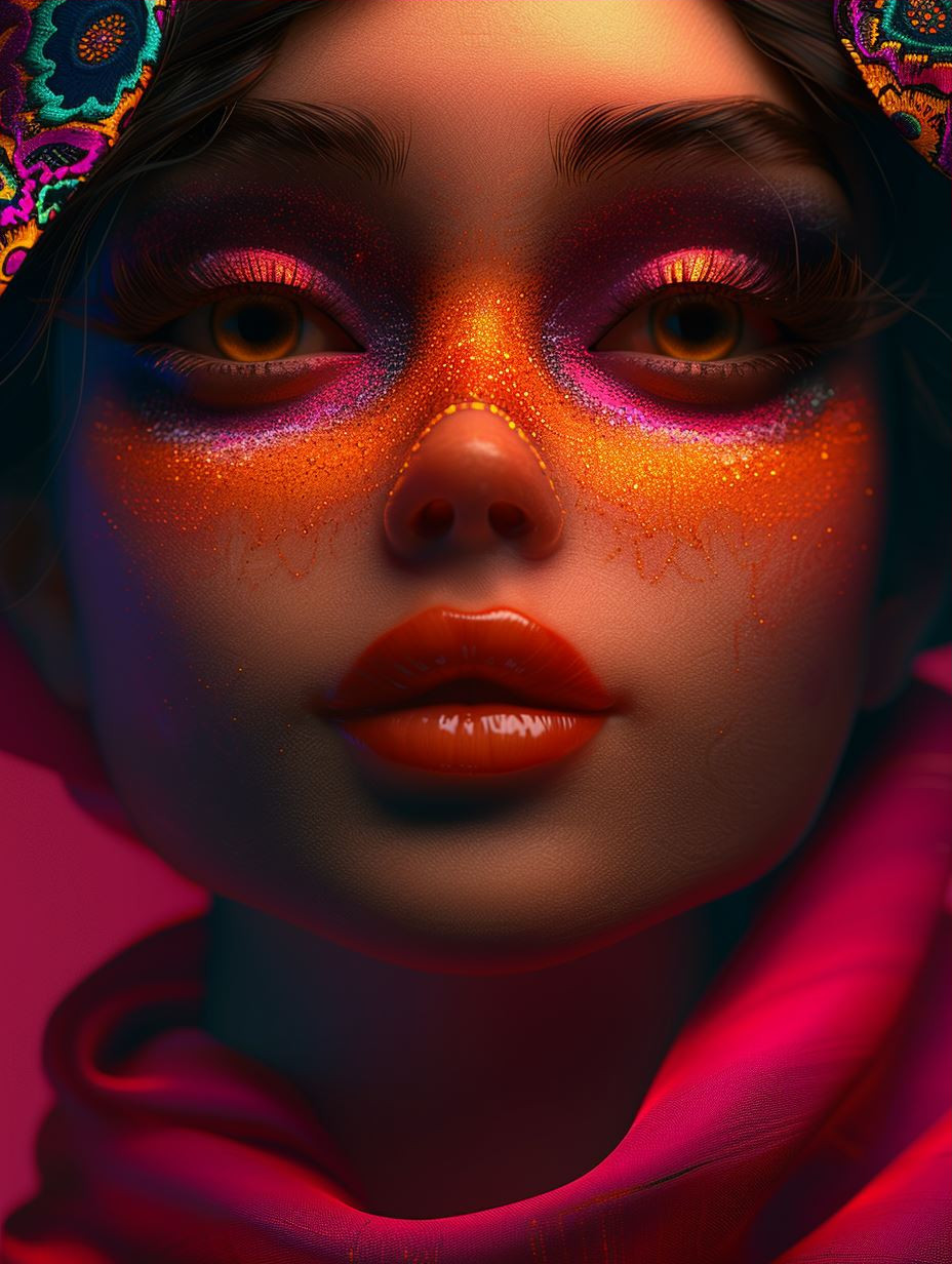 Neon Prism Facial Symmetry