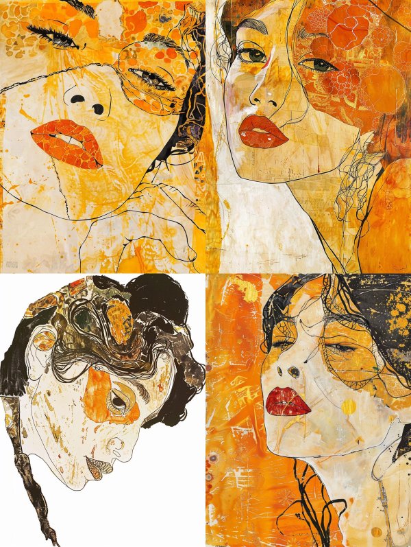 Abstract Golden Ethereal Portraits