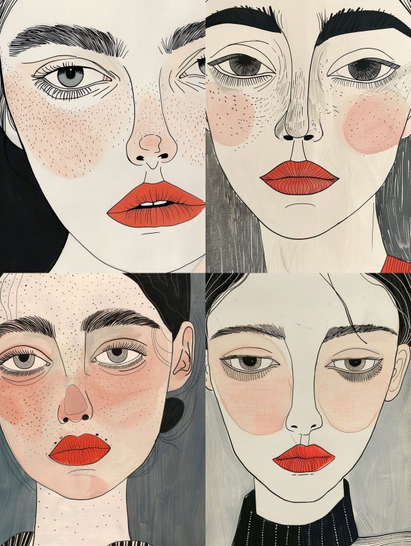 Minimalist Ink Portrait with Freckles