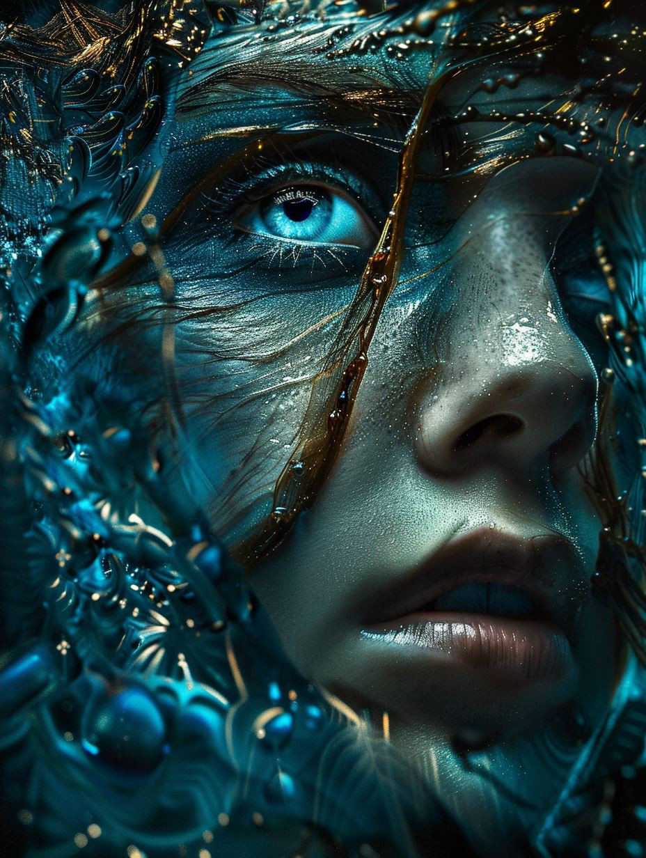Azure Bio-Mechanical Gilded Visage