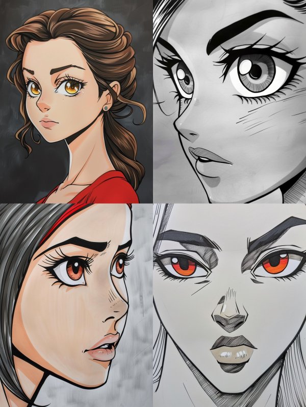 Elegant Anime Portrait in Red