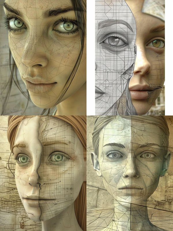 Digital Soul Wireframe Portrait