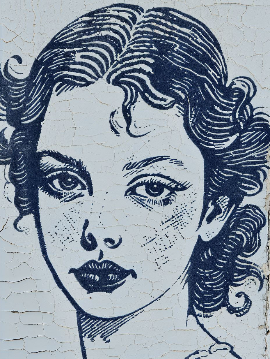 Azure Swirls Portrait Art