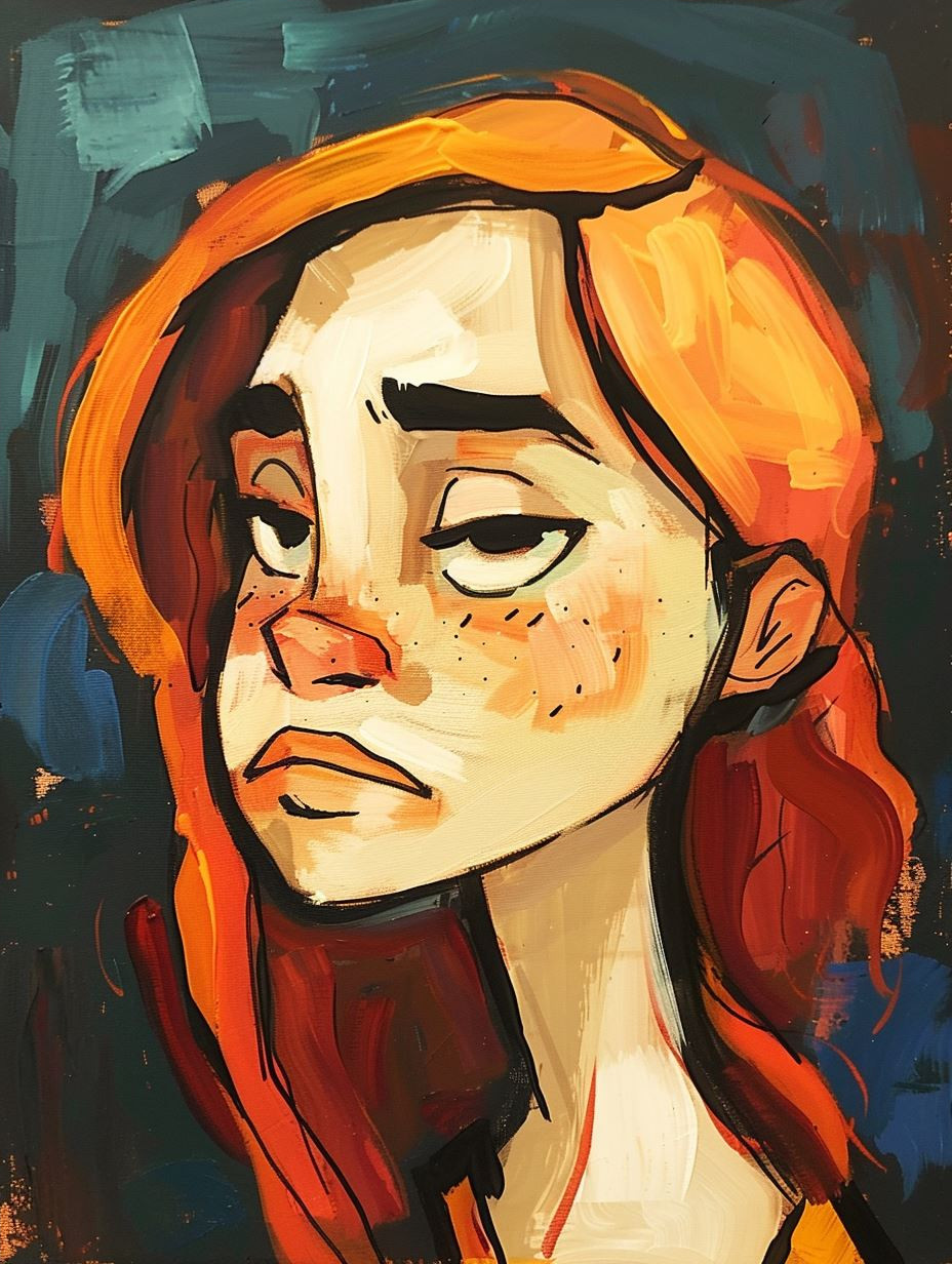 Melancholy Ink Sketch Portrait - Image 4