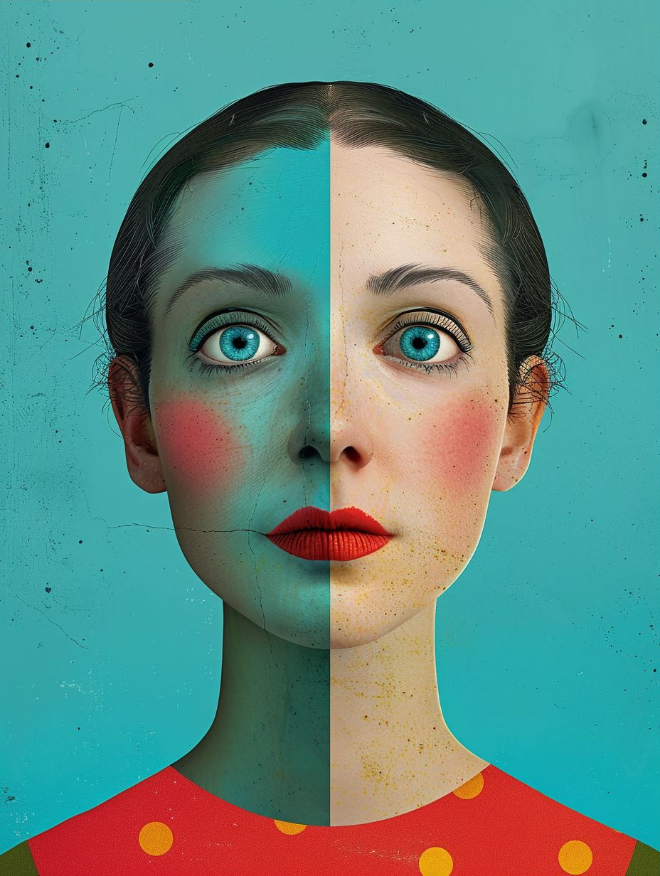 Vibrant Teal Surreal Portrait