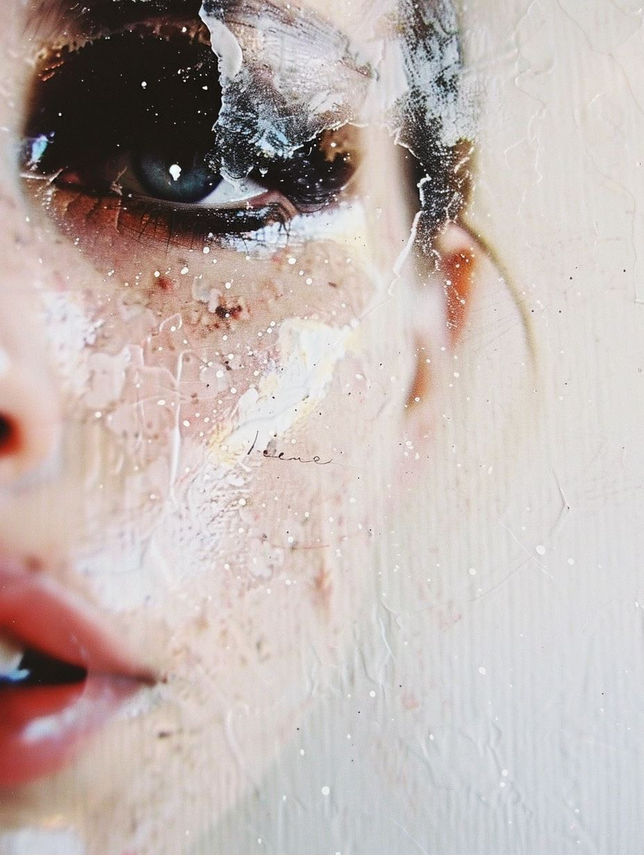 Fragmented Beauty in White Paint