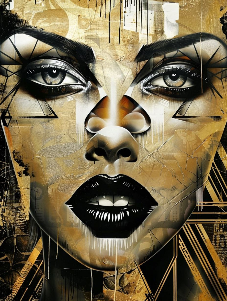Golden Cybernetic Portrait Art