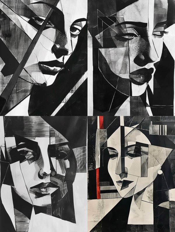 Fragmented Monochrome Soul Portrait