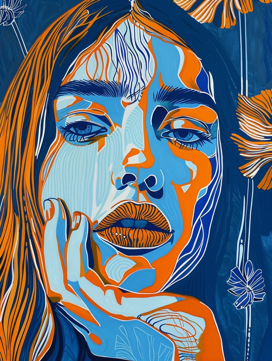 Electric Azure and Amber Portrait