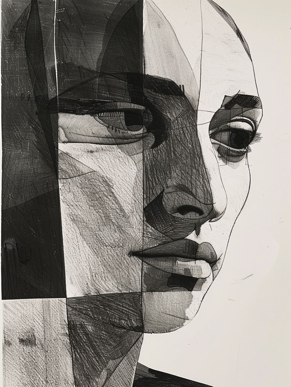 Fragmented Monochromatic Portrait Study