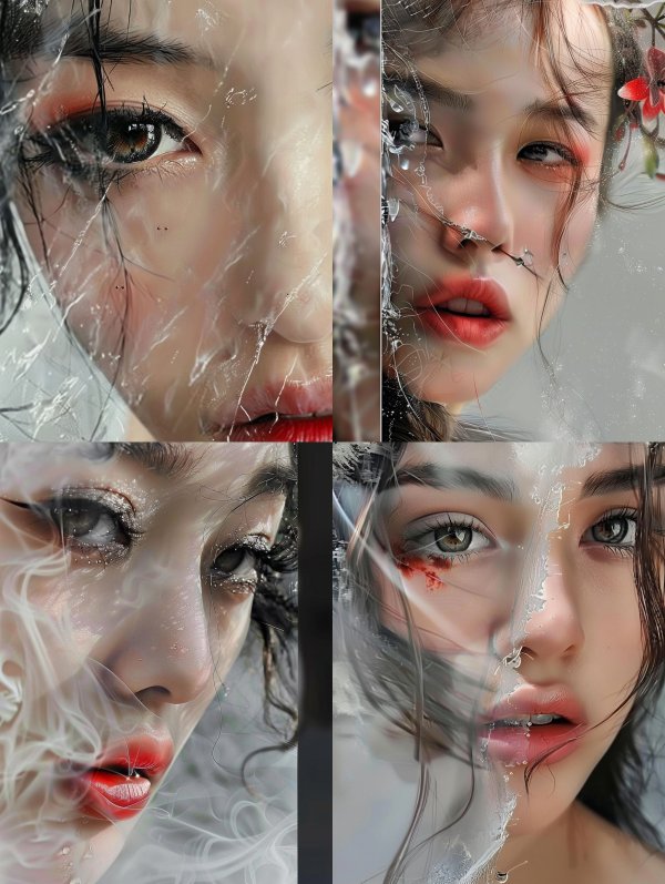 Ethereal Gaze Through Shattered Glass