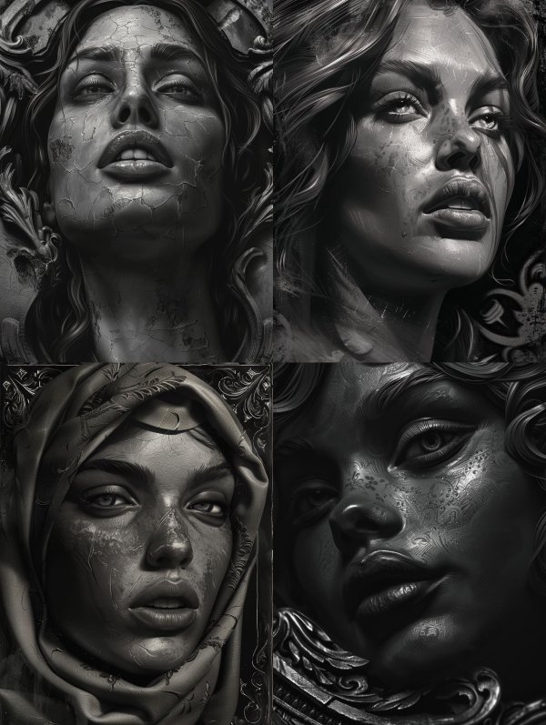Fragmented Stone Goddess Portrait