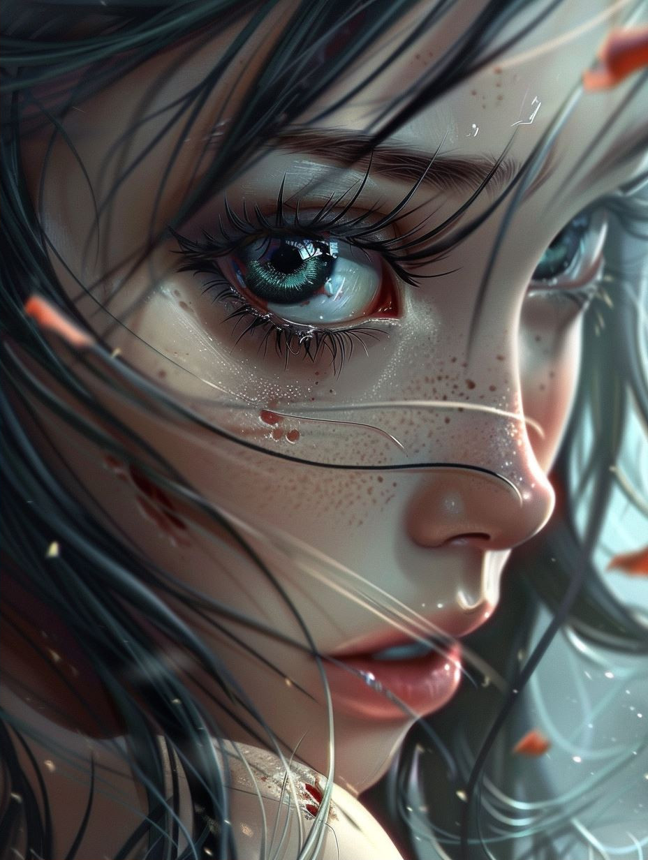 Ethereal Gaze in Rain