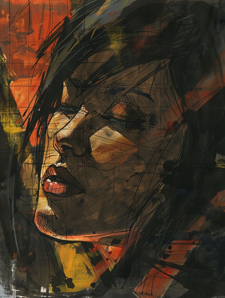 Fragmented Soul in Amber Glow