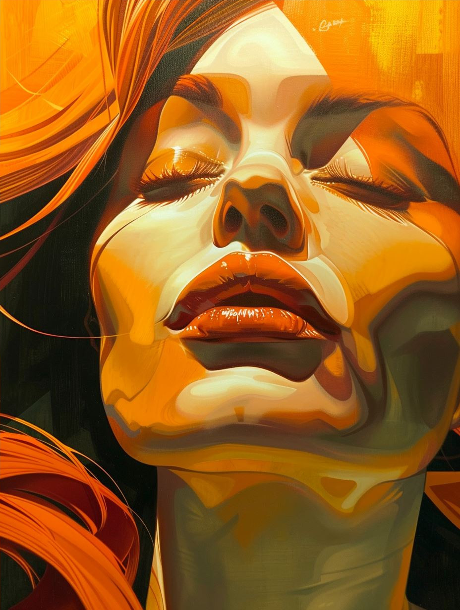 Neon Amber Surrealist Portrait