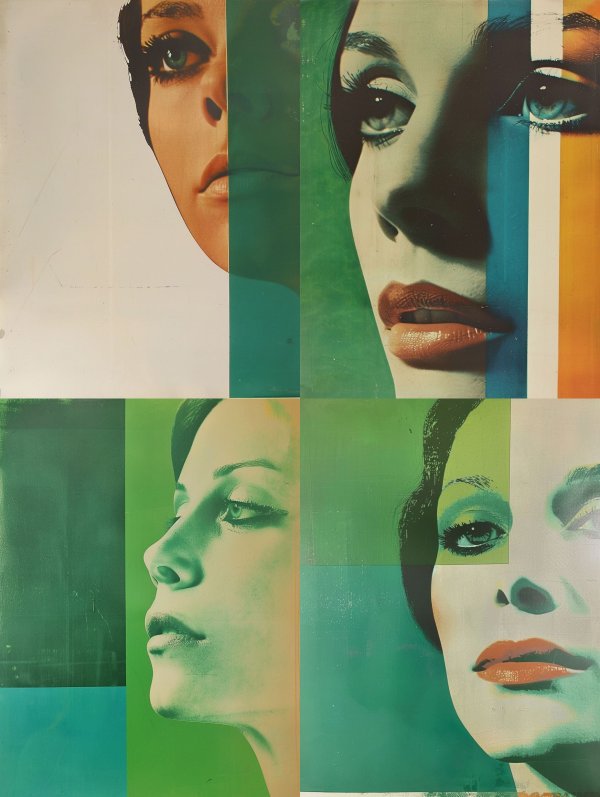 Fragmented Portraits in Teal Tones