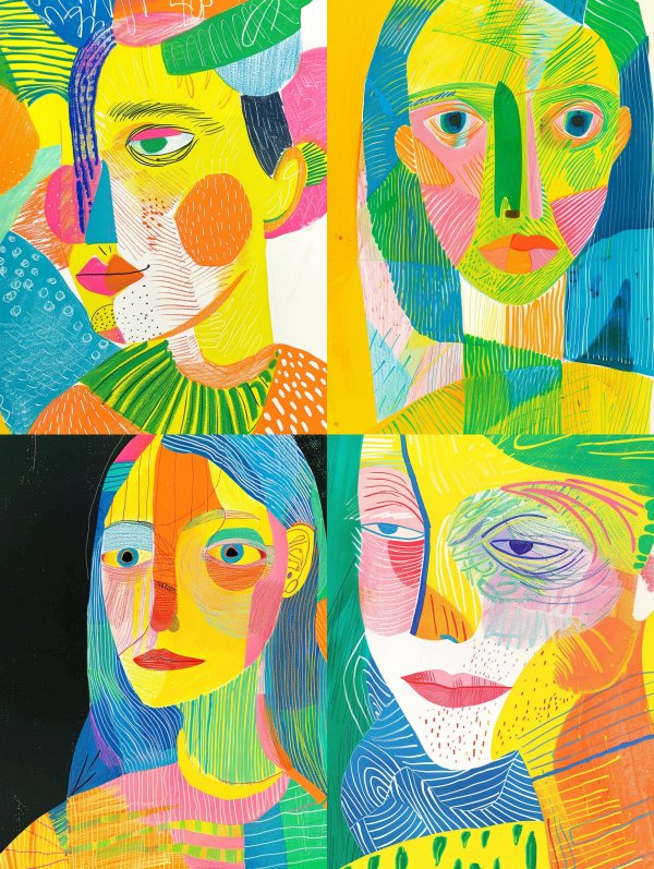 Vibrant Abstract Neo-Expressionist Portrait