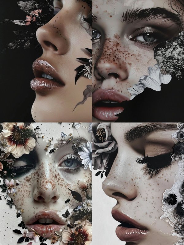 Ethereal Floral Noir Portrait