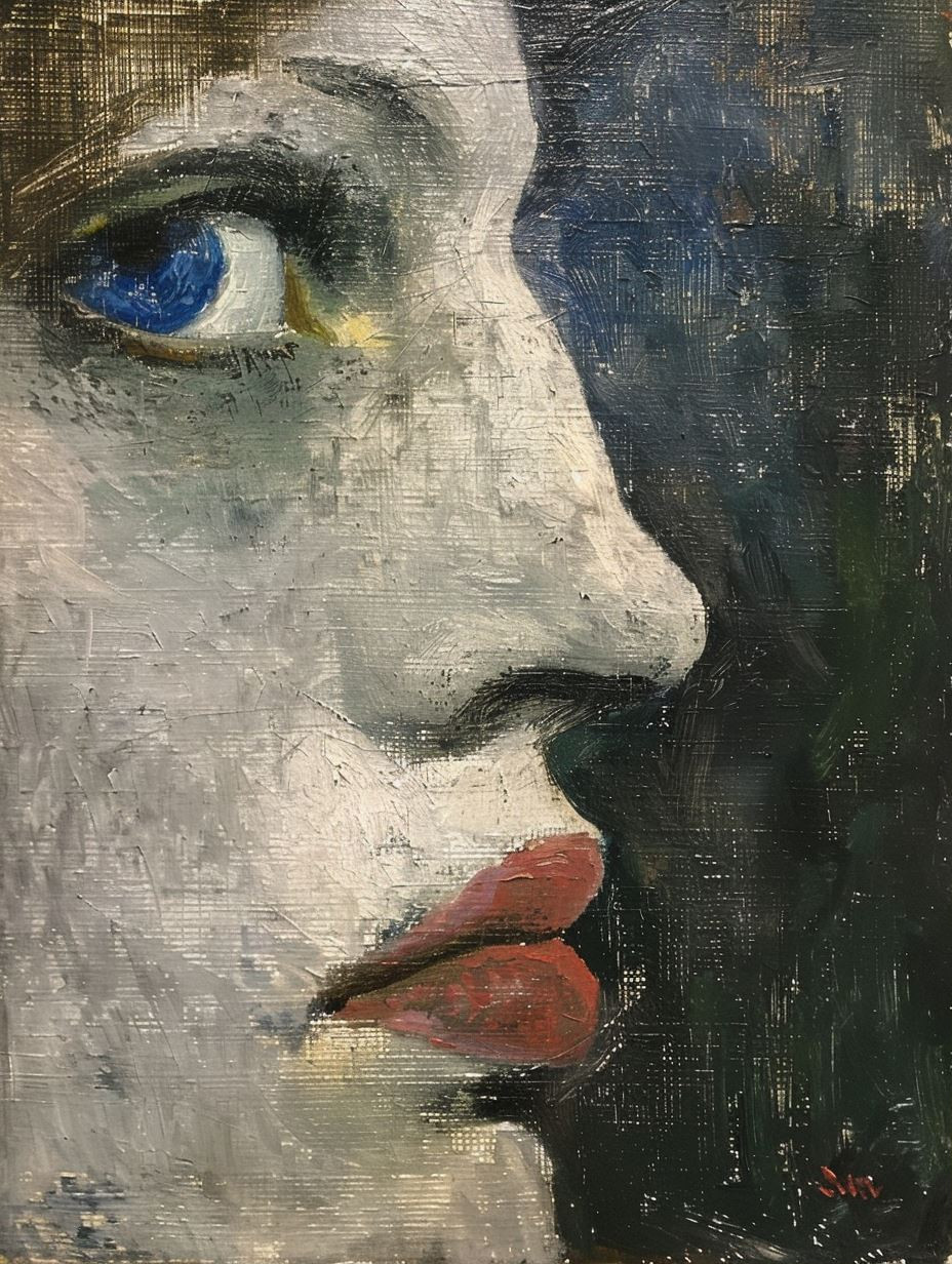 Melancholy Gaze in Oil