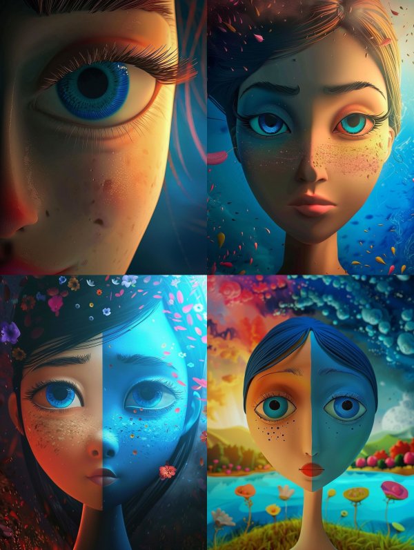 Hyper-Realistic Neon Azure Gaze