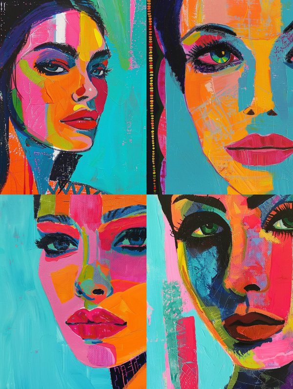 Vibrant Neon Expressionist Portrait