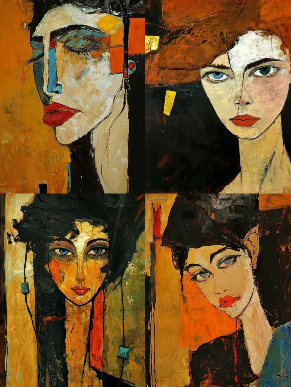 Abstract Fragmented Portrait in Ochre