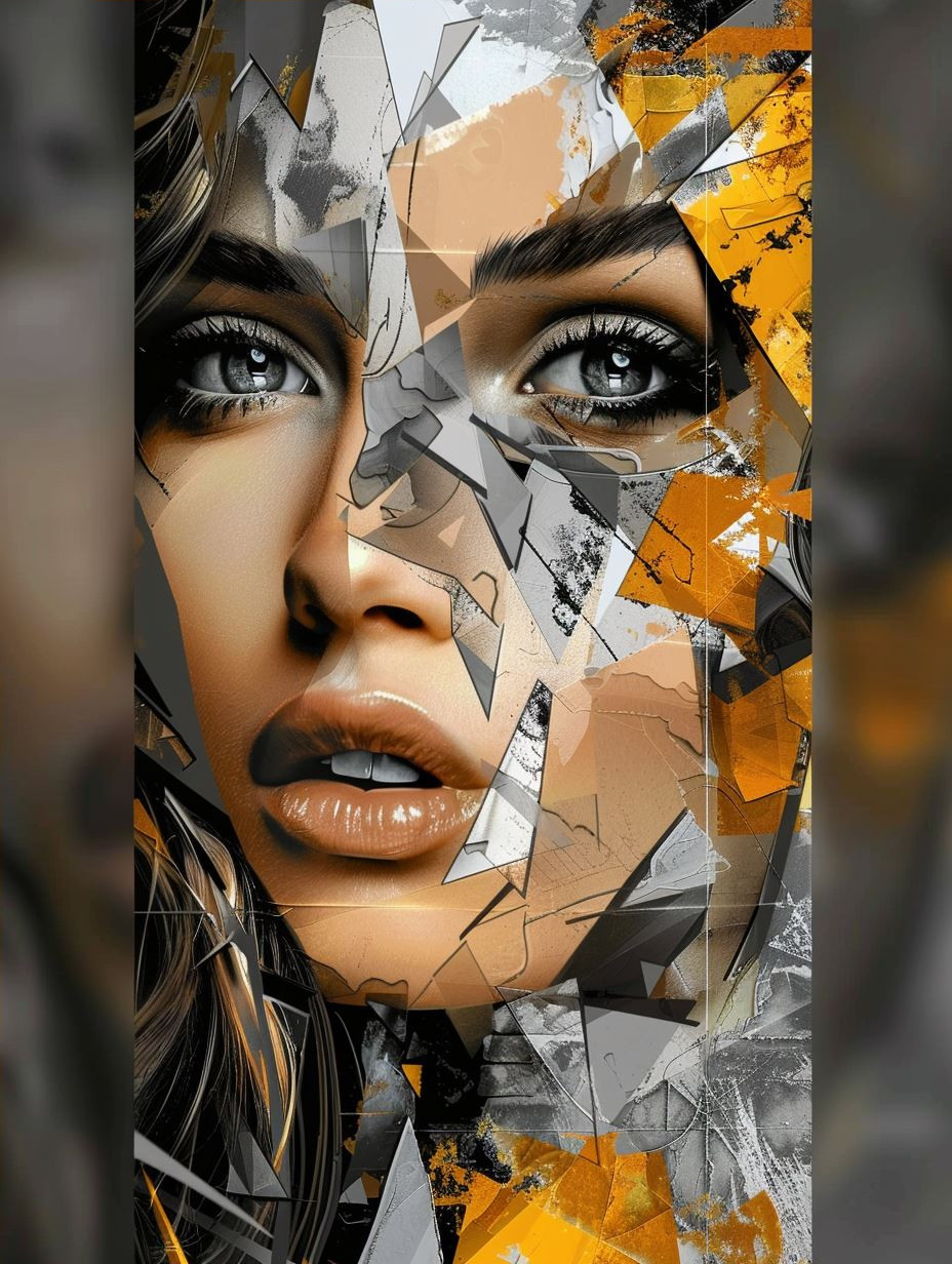Fragmented Gaze in Golden Ochre