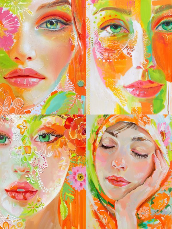 Vibrant Floral Impressionist Portrait
