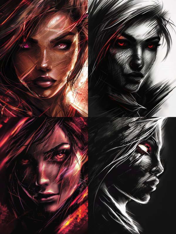 Crimson Ember Digital Portrait