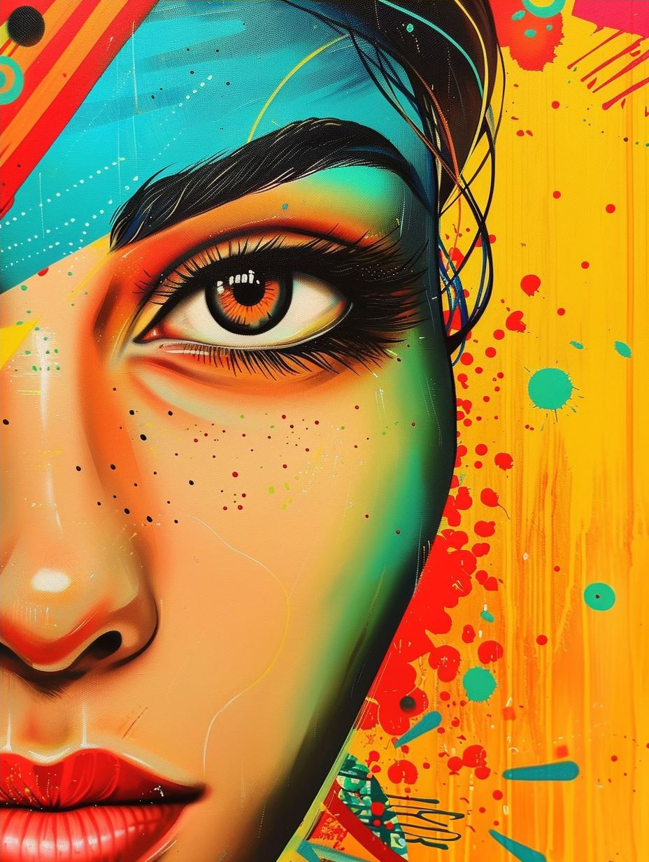 Neon Pop Surrealist Portrait