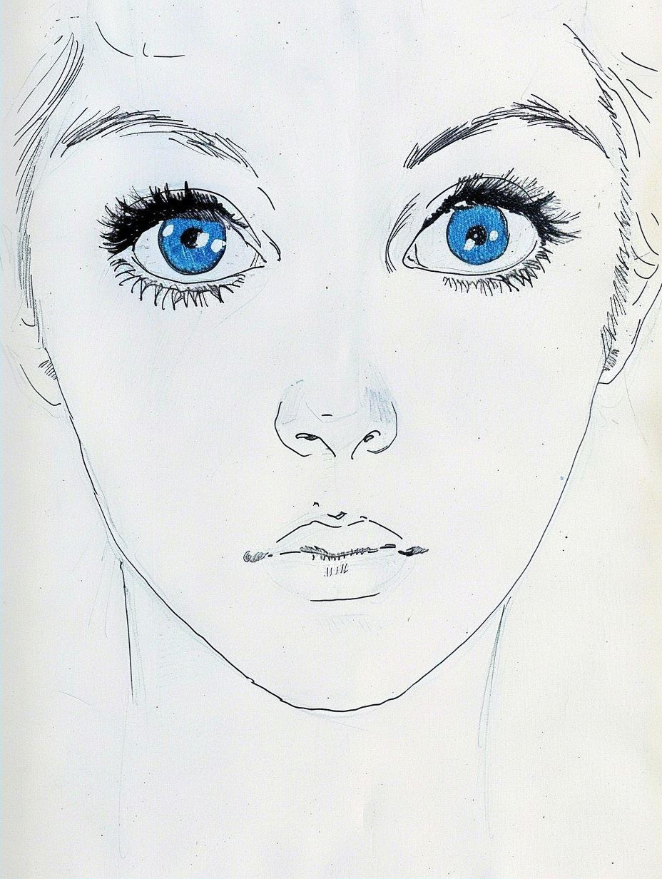 Azure Gaze Mixed Media Portrait