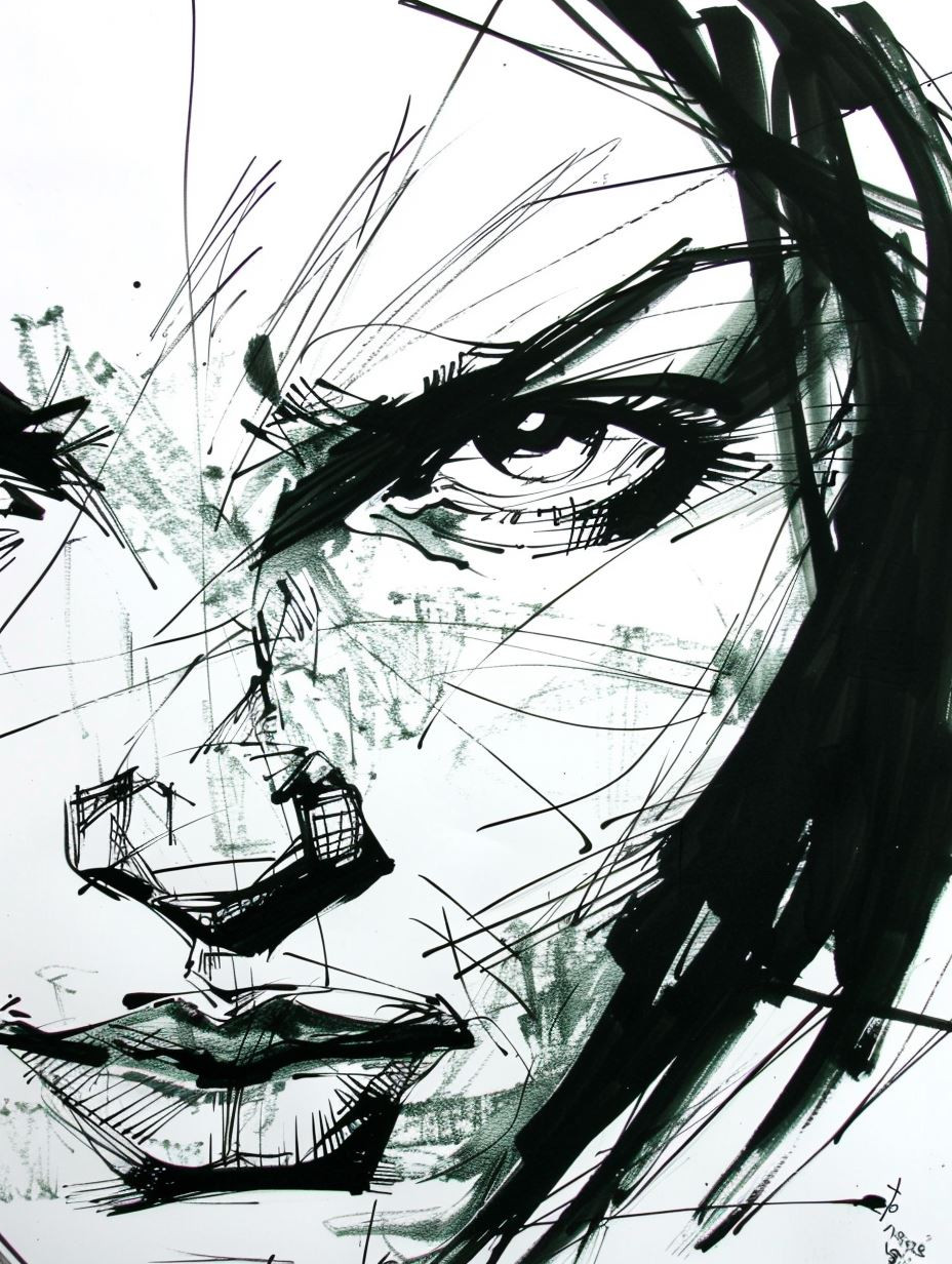 Raw Ink Expressionist Portrait - Image 4
