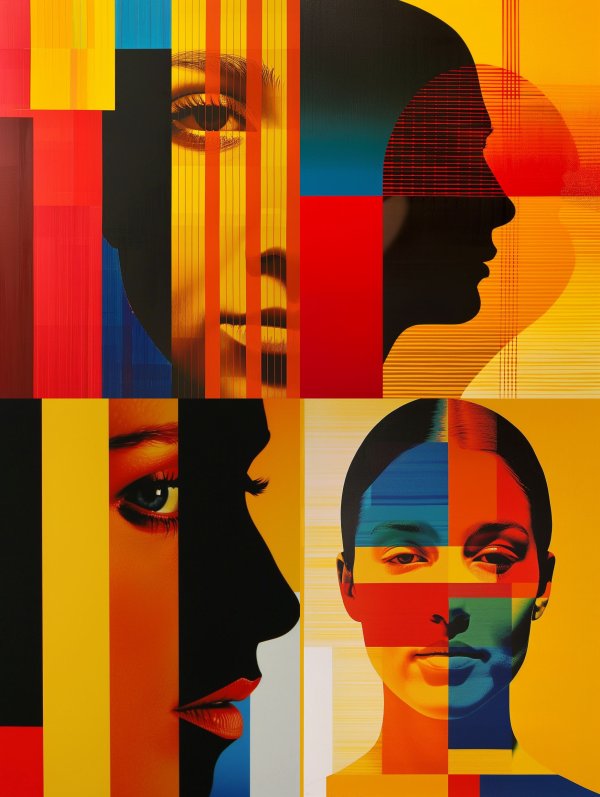 Fragmented Portraits in Primary Colors