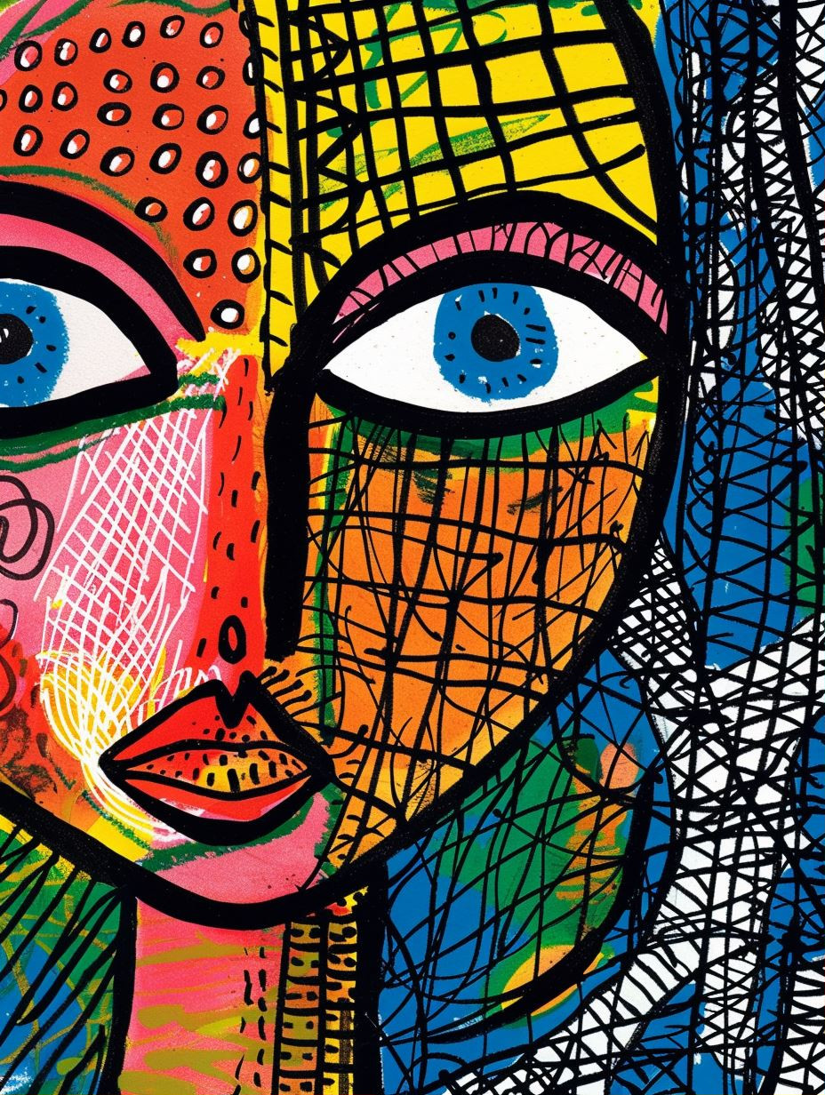 Vibrant Neo-Expressionist Abstract Portrait