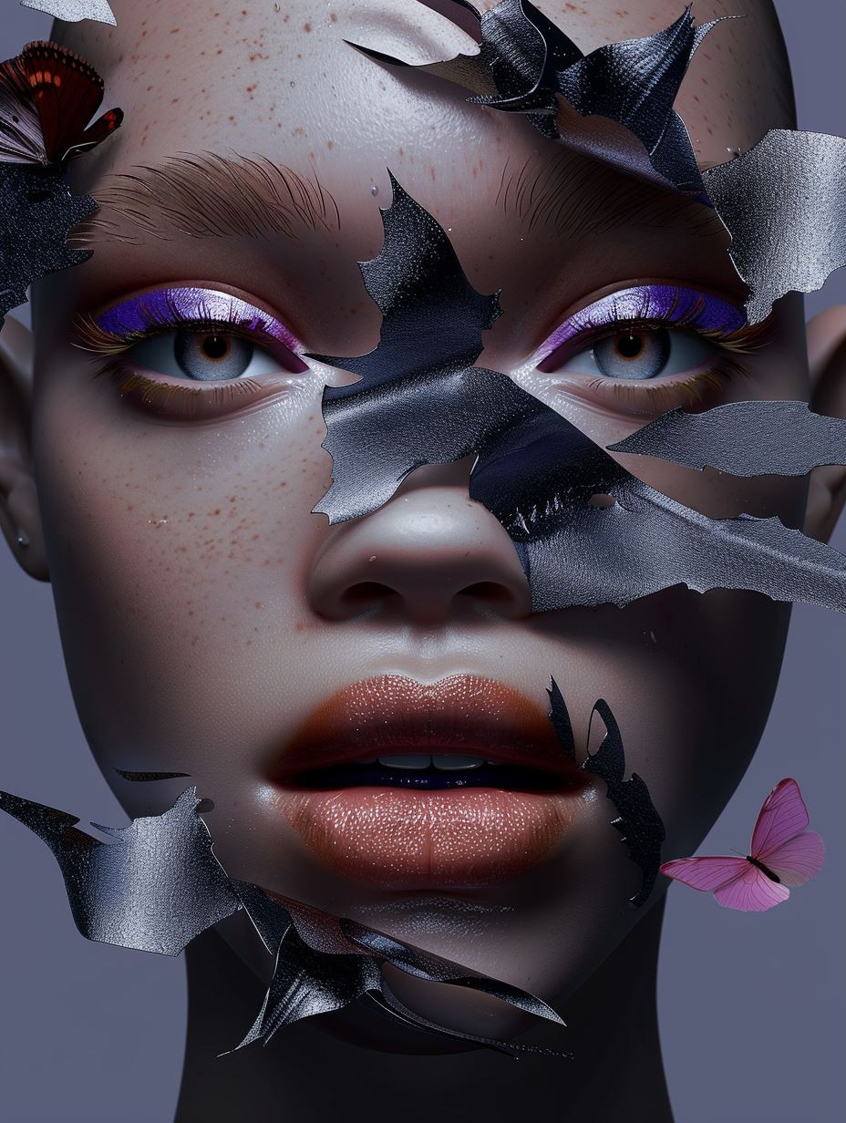 Fragmented Obsidian Beauty Portrait