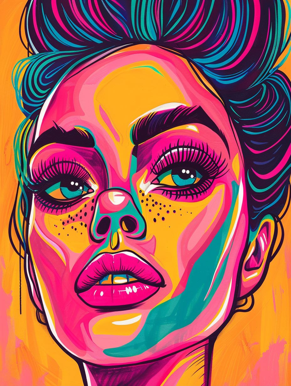 Neon Psychedelic Pop Art Portrait
