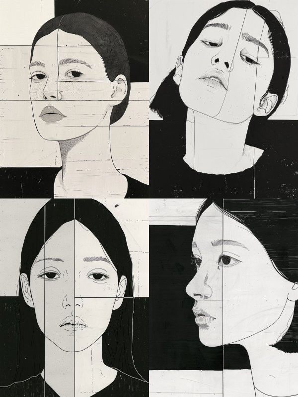 Fragmented Monochrome Portrait Study