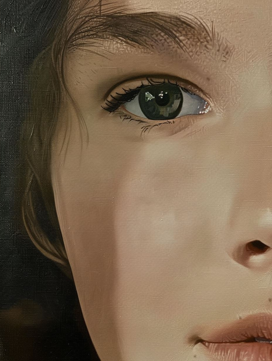 Ethereal Gaze in Textured Grain