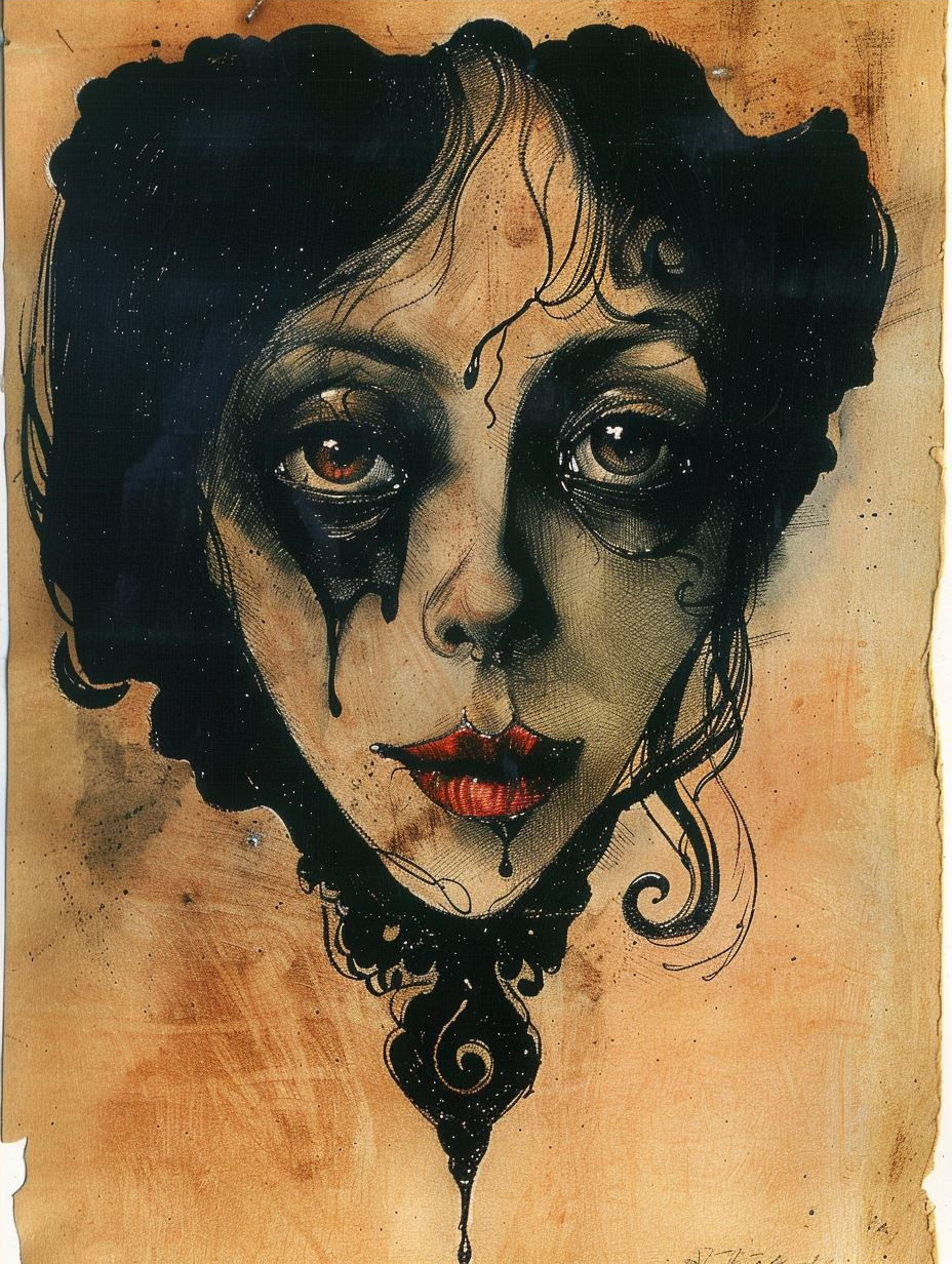 Vintage Gothic Ink Portrait