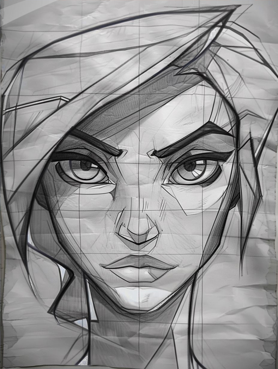 Neon Cybernetic Gaze Portrait