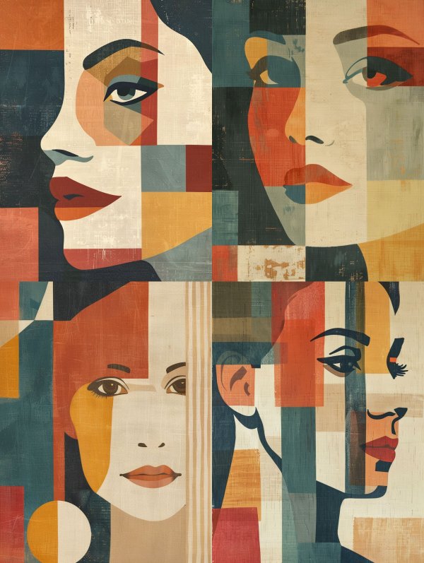 Geometric Mid-Century Modern Portrait