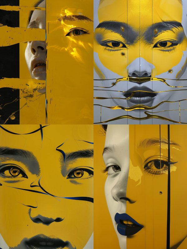 Fragmented Gaze in Golden Hues