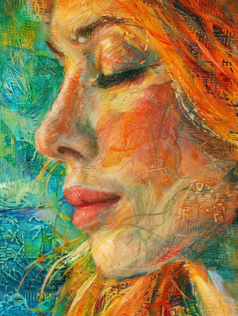 Vibrant Impressionist Portrait of Serenity