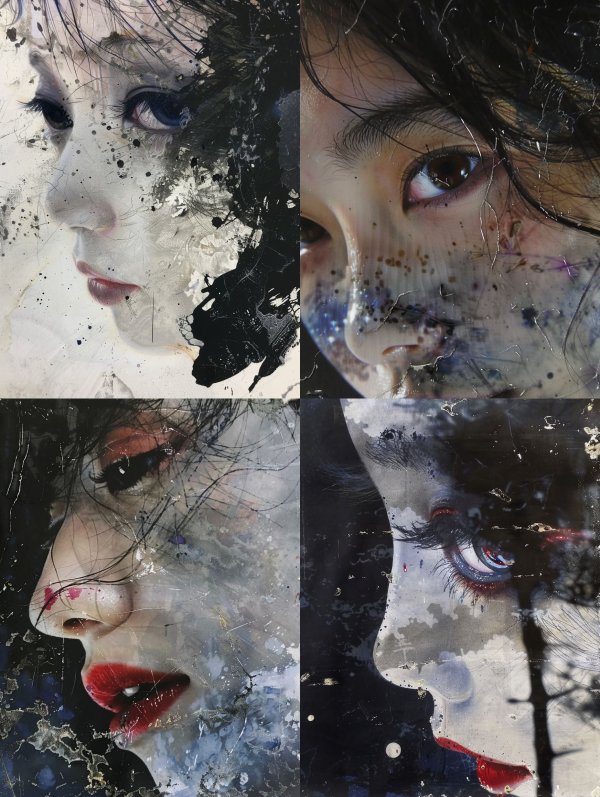 Fragmented Soul Ink Portrait