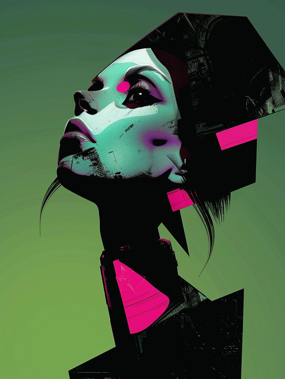Neon Cyberpunk Geometric Portrait