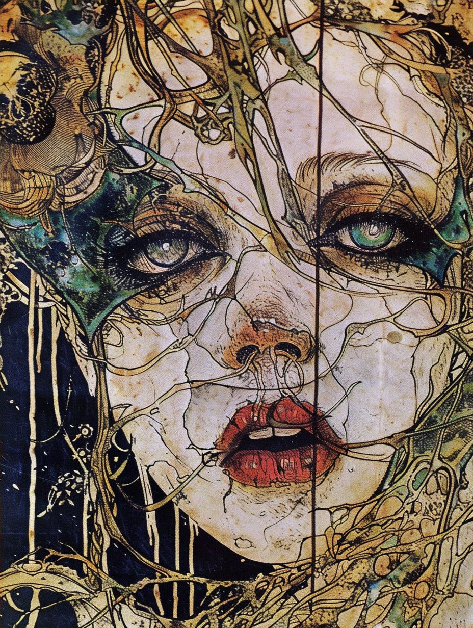 Melancholy Gaze of Ink and Gold - Image 4