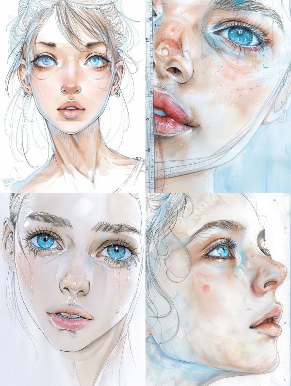 Ethereal Sketch of Azure Eyes