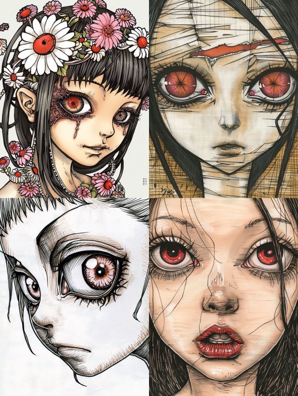 Floral Gothic Anime Portrait