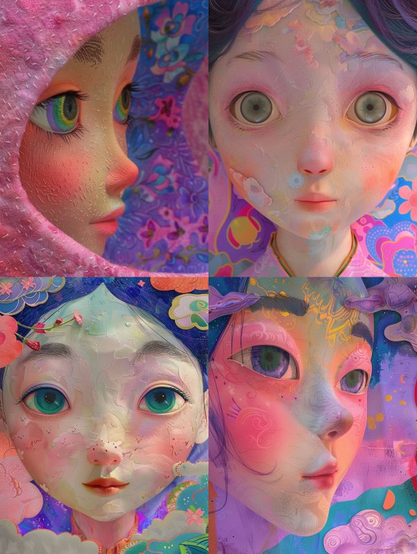 Neon Pastel Dreamscape Portrait